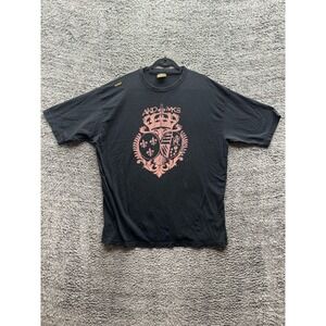 Vintage Y2K Akademiks Crest Graphic Print Short Sleeve T Shirt Black Men Size XL